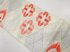 アンティーク　重ね菱に向かい鶴模様織り出し袋帯（着用可）